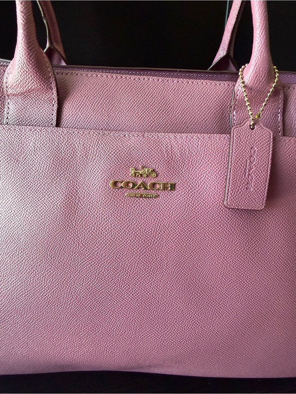 Coach Rose Pink Leather Tote Bag - Signature Logo - Picture 11 of 12